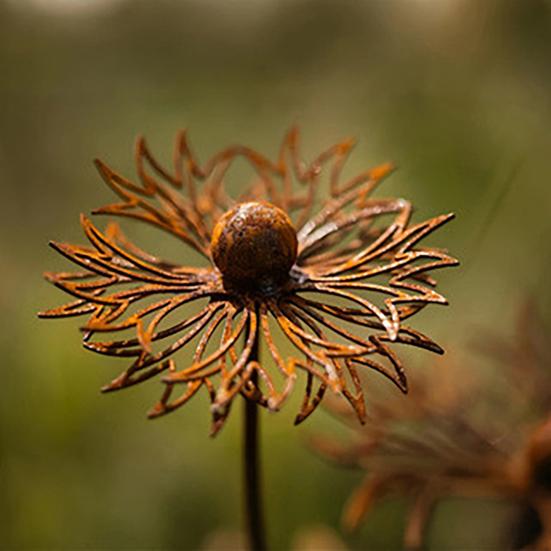 Vintage Rusty Flower Statues Stake 29.5 Inch Metal Artistic Wire Art Decor Rustic