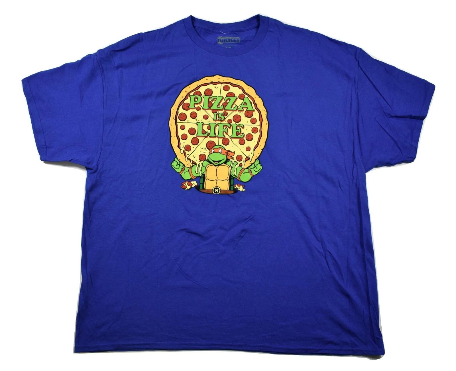 Teenage Mutant Ninja Turtles Mens Pizza Is Life Blue Shirt New 3XL 4XL