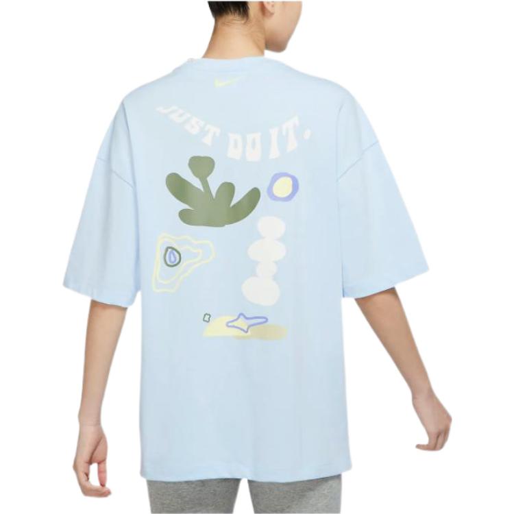 Nike Women'ss Retro Hand-Drawn Drop Shoulder T-Shirt Blue DX6150-441