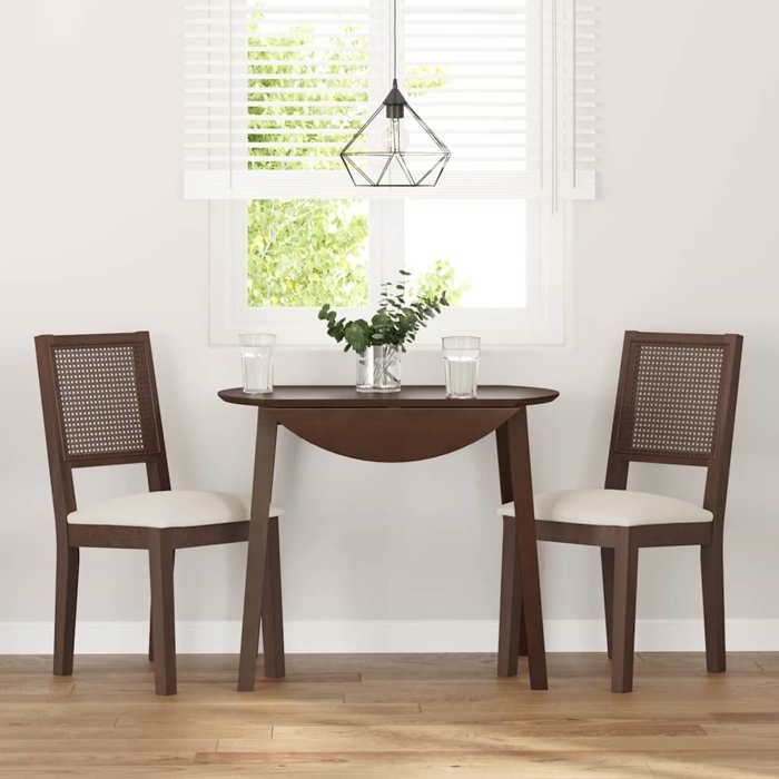 VidaXL Dining Chairs Cushions 2 Pcs Brown Solid Rubberwood, Dining Chair, Chair, Living Room Chair, Chairs At 4102476
