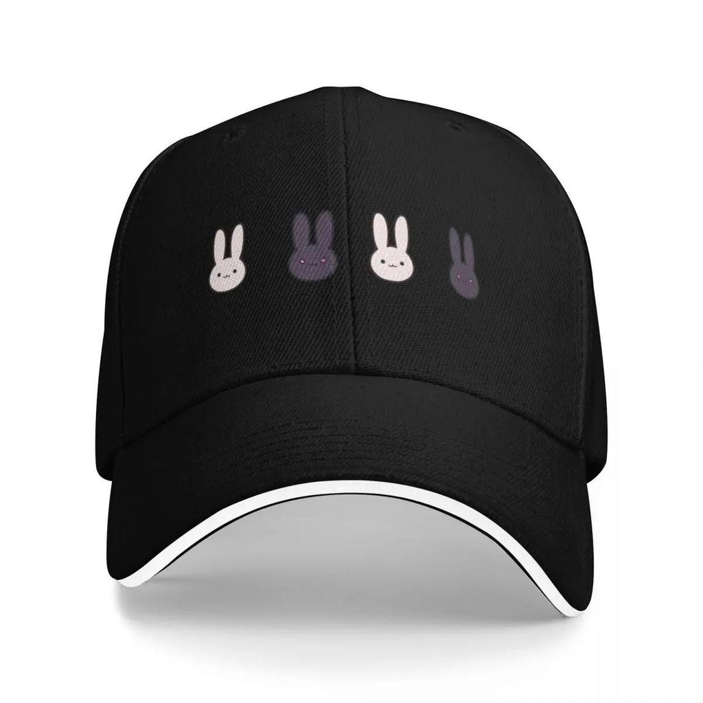 Cute Cartoon Rabbit Faces Baseball Cap Adjustable Polyester Streetwear Hat for Adult Unisex Outdoor Casual Wear