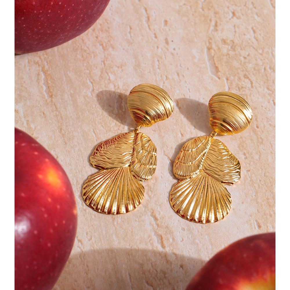 Eetit Ocean Style Stainless Steel Metal Shell Drop Dangle Earrings Summer Beach Popular Golden Statement Jewelry Prevent Allergy