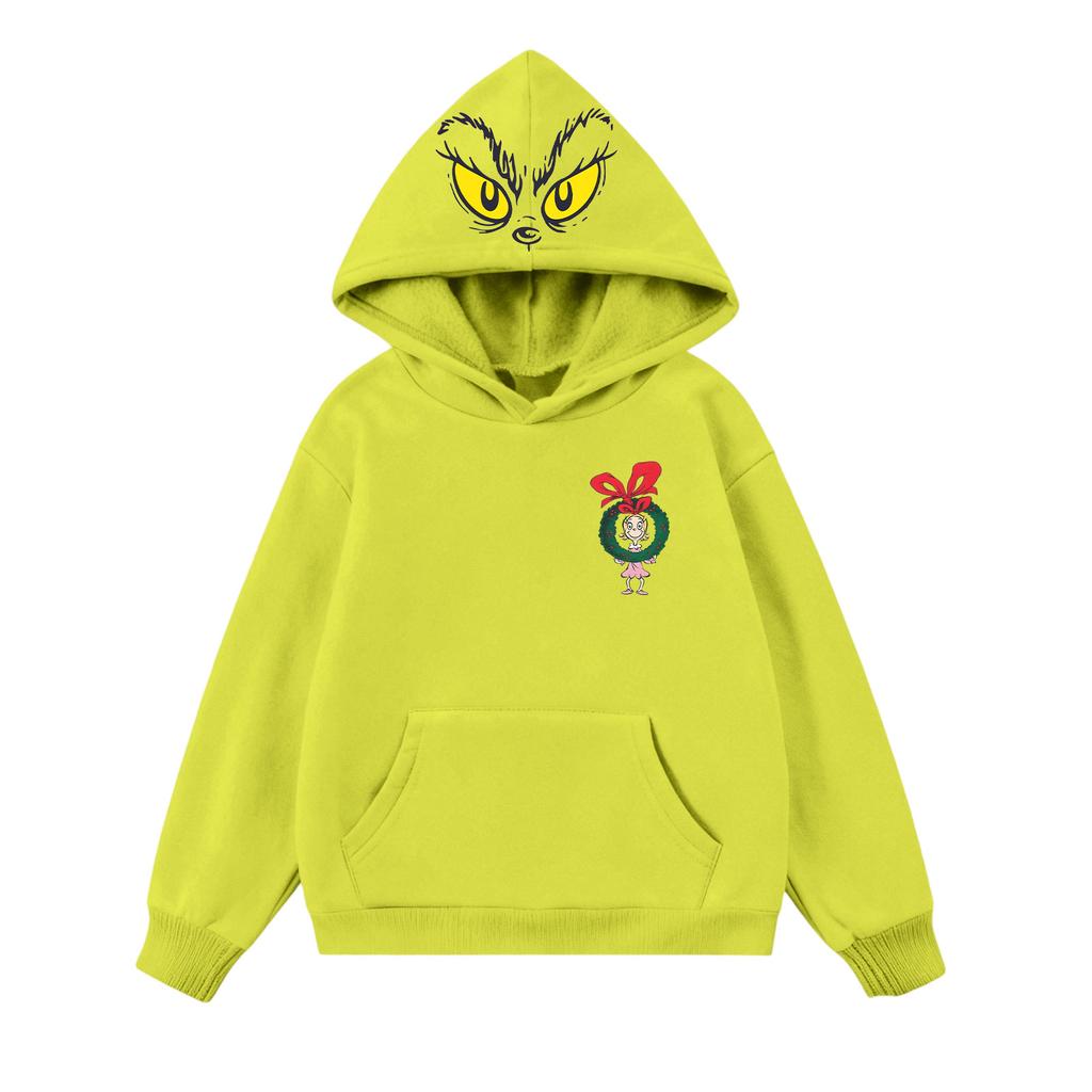 Children's Casual Round Neck Printed Pullover Long-sleeved Hooded Sweatshirt Top