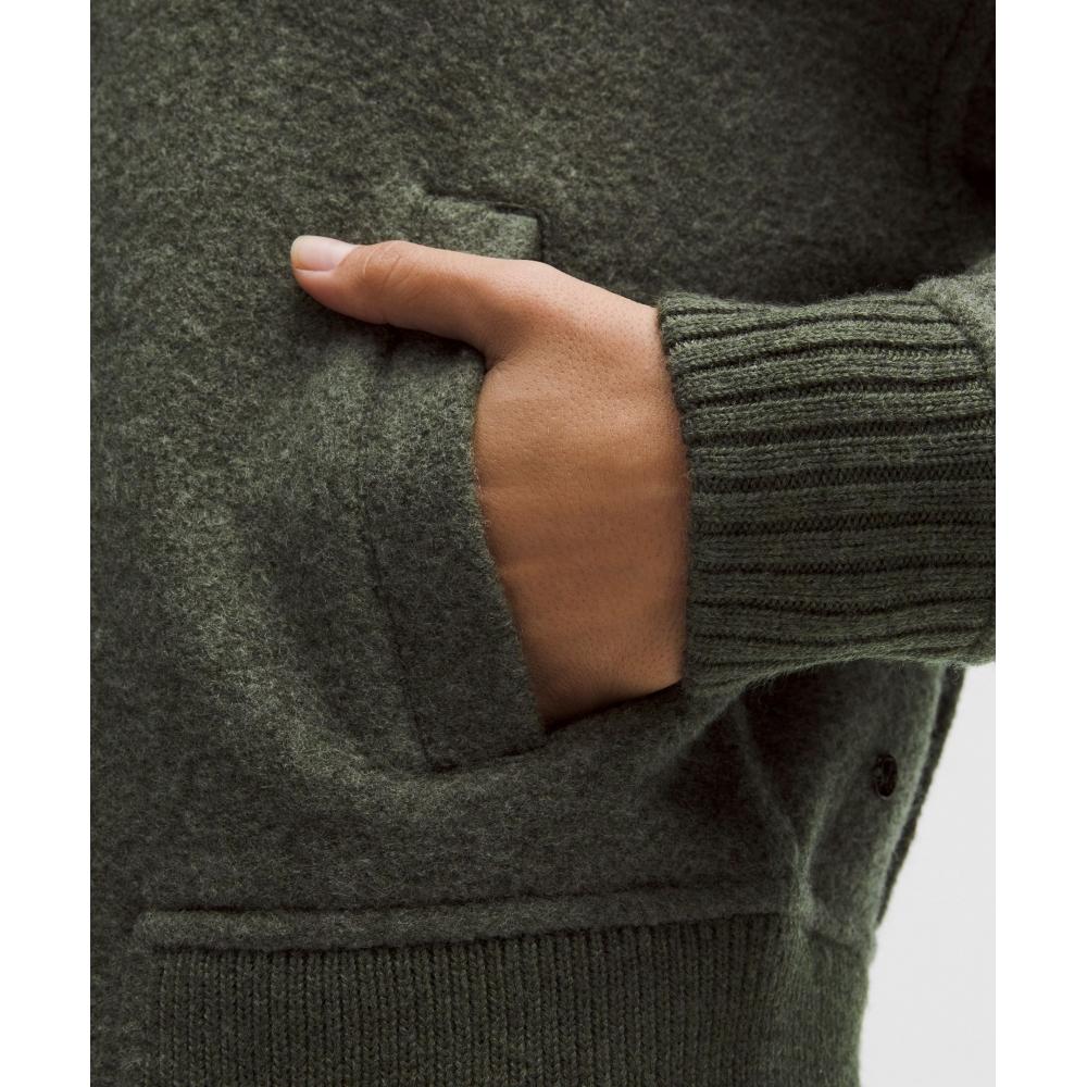 Lululemon Wool Blend Collared Jacket Heathered Olive Brown