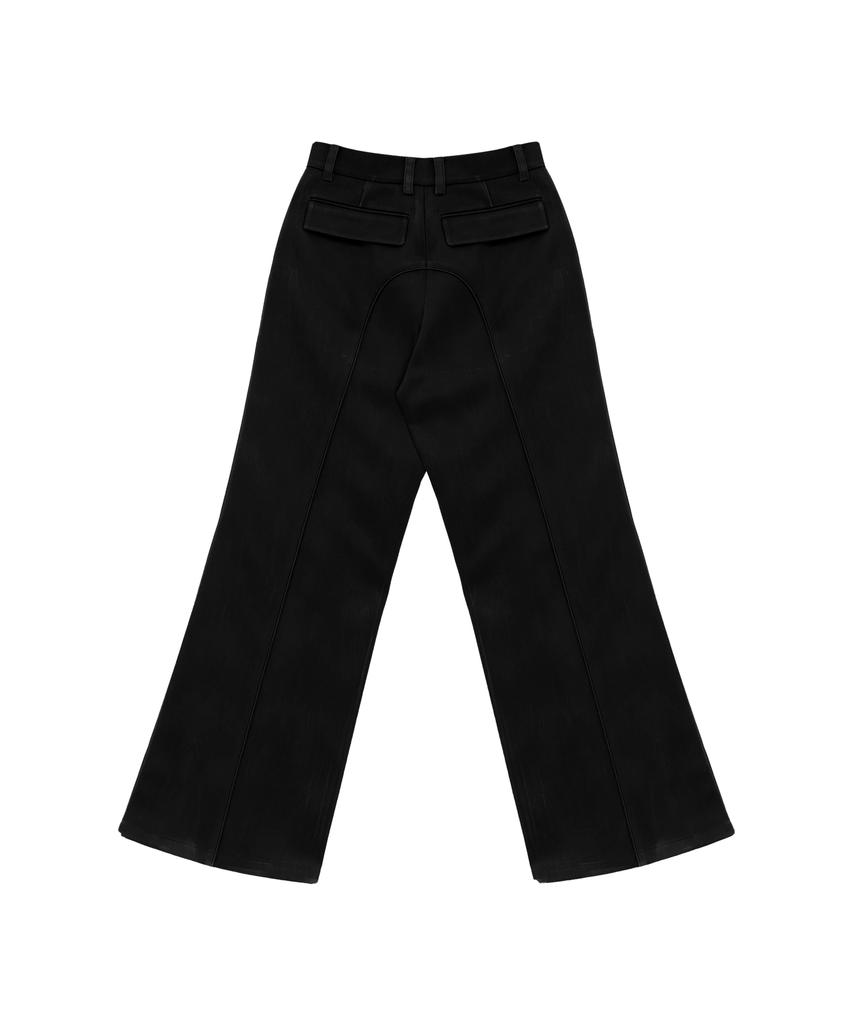 Teulimingbeodeu Suede Piping Classic Set-Up Pants [ Black ]
