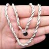 4MM Silver Plated Twisted Rope Jewelry Set, Minimalist Twist Chain Necklace & Bracelet Unisex Layering Daily Accessory