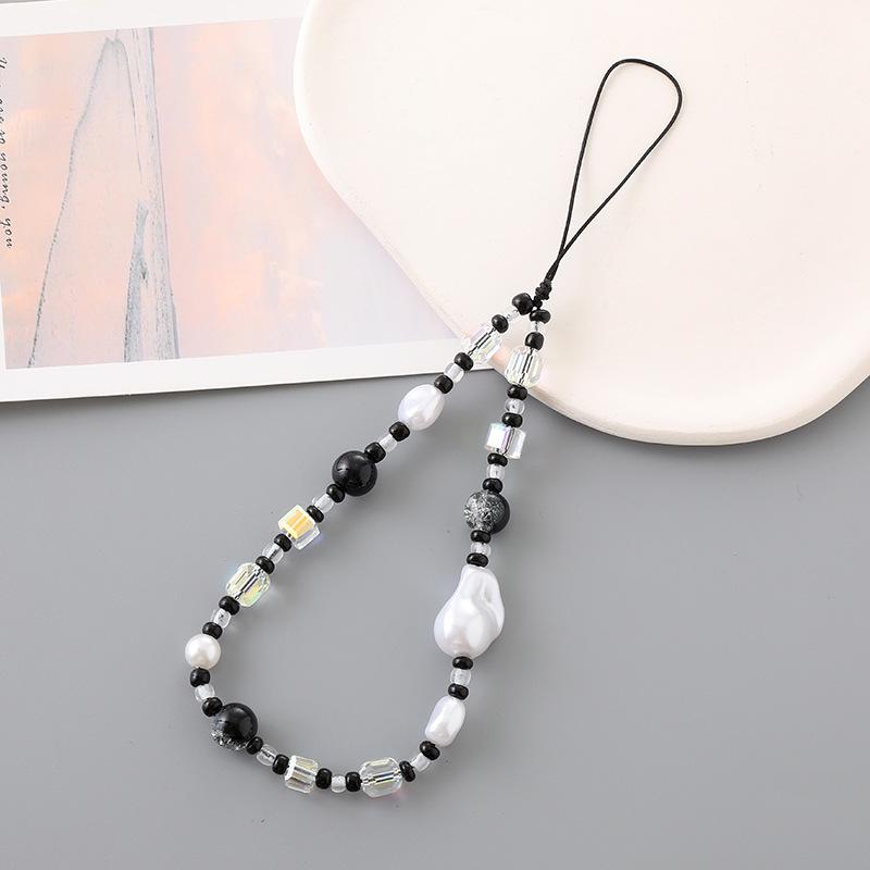 Korean Love Heart Beaded Phone Chain & Keychain Set for Women