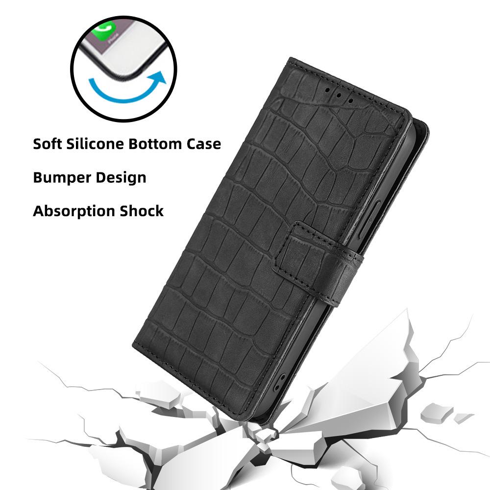 For TCL 505 Phone Case Crocodile Texture Skin-Touch Leather Cover with Wallet