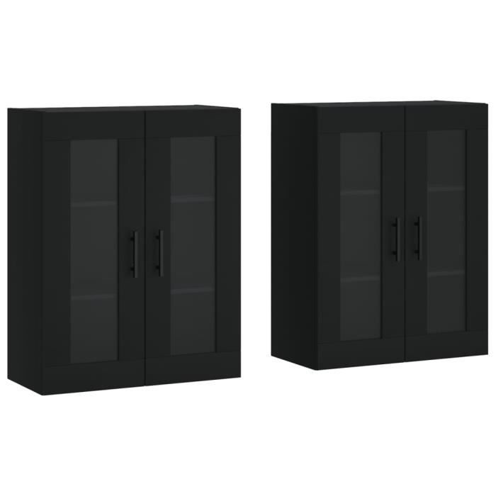 VidaXL Armoires murales 2 pcs noir bois d'ingénierie 3197962
