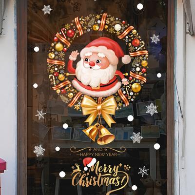 Christmas Glass Sticker Static Cling Window Door Decal PVC Material Holiday Party Atmosphere Decoration Festive Art Design