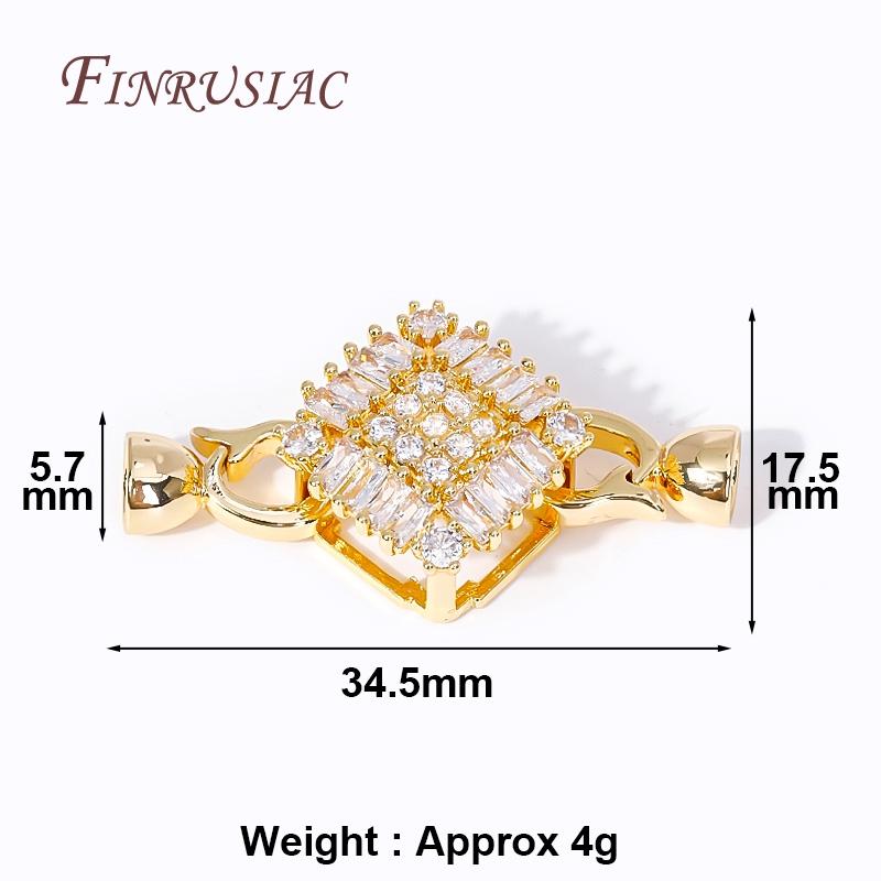 

18K Gold Plated Inlay Zircon Square Connector Lock For Pearl Necklace Making,High Quality Beads End Cap Clasp Fastener 1 Piece