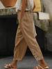 Autumn Lace Patchwork High-Waist Drawstring Cropped Casual Pants with Pockets 2025