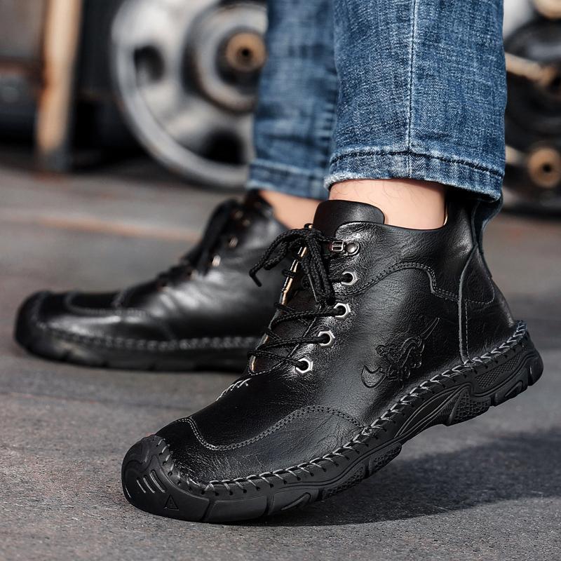 38-48 Herren Handgefertigte Echtleder Stiefel Bequeme Stiefeletten für Herren Freizeitschuhe Outdoor Workwear Schuhe
