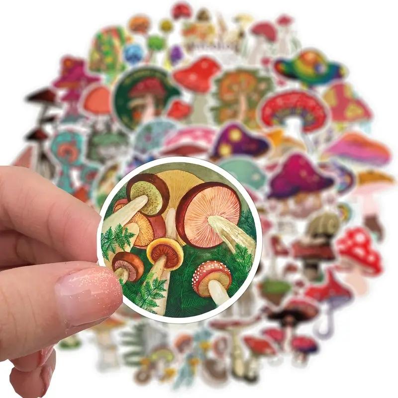 50pcs Cute Cartoon Colorful Mushroom Waterproof Stickers For Scrapbooking Journaling Laptop Phone Case Water Bottle