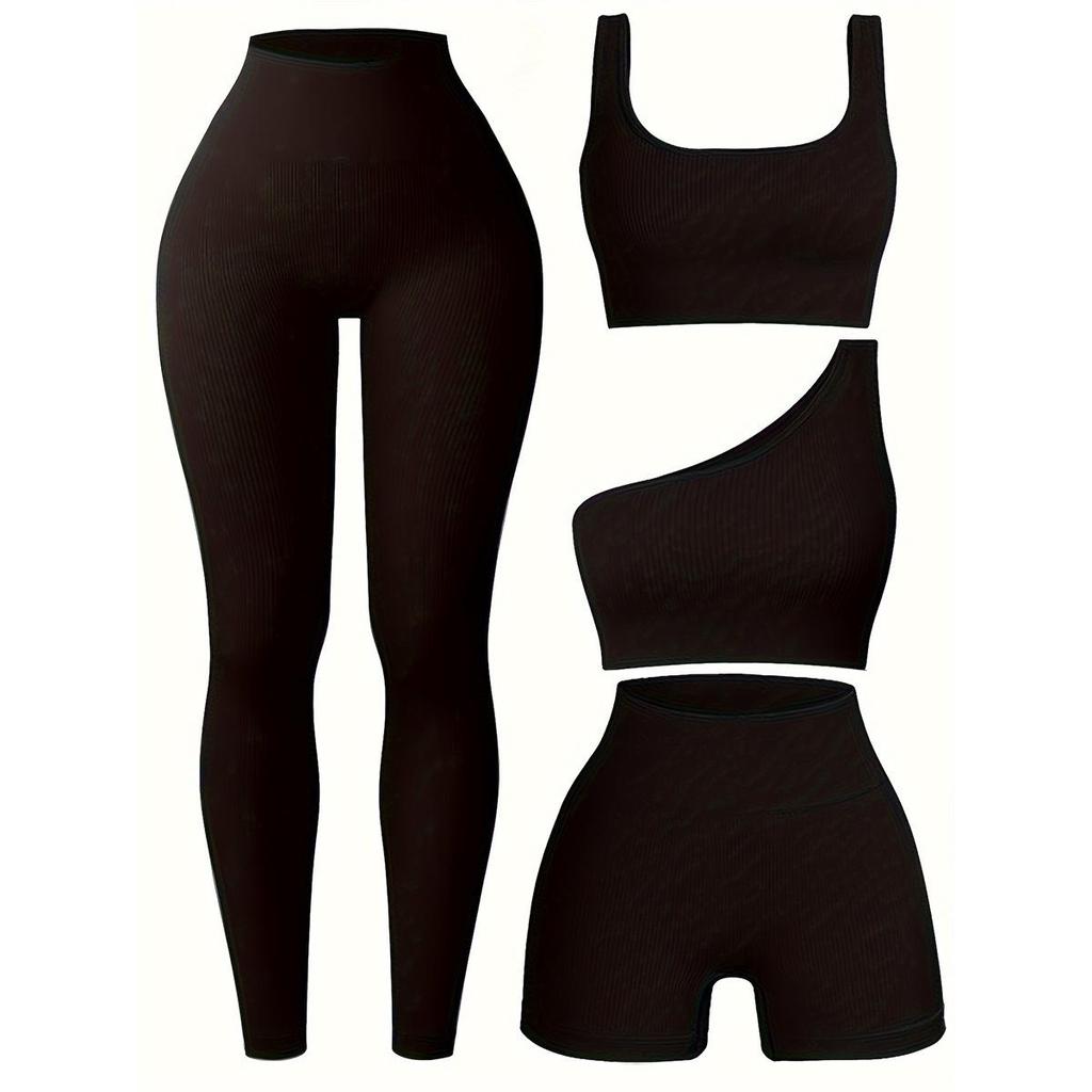 Women's Seamless Yoga Set: High-Elastic Vest and Breathable Sweat-Wicking Gym Tights.