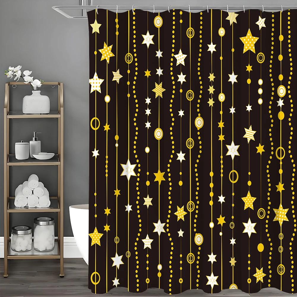 Star Pendant Shower Curtain, Bathroom Decorative Shower Curtain, Waterproof Shower Curtain with Hooks