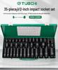 35-Piece 1/2\" Extended Hex Pneumatic Air Wrench Set with Torx Socket Heads (8-32mm) in Iron Box