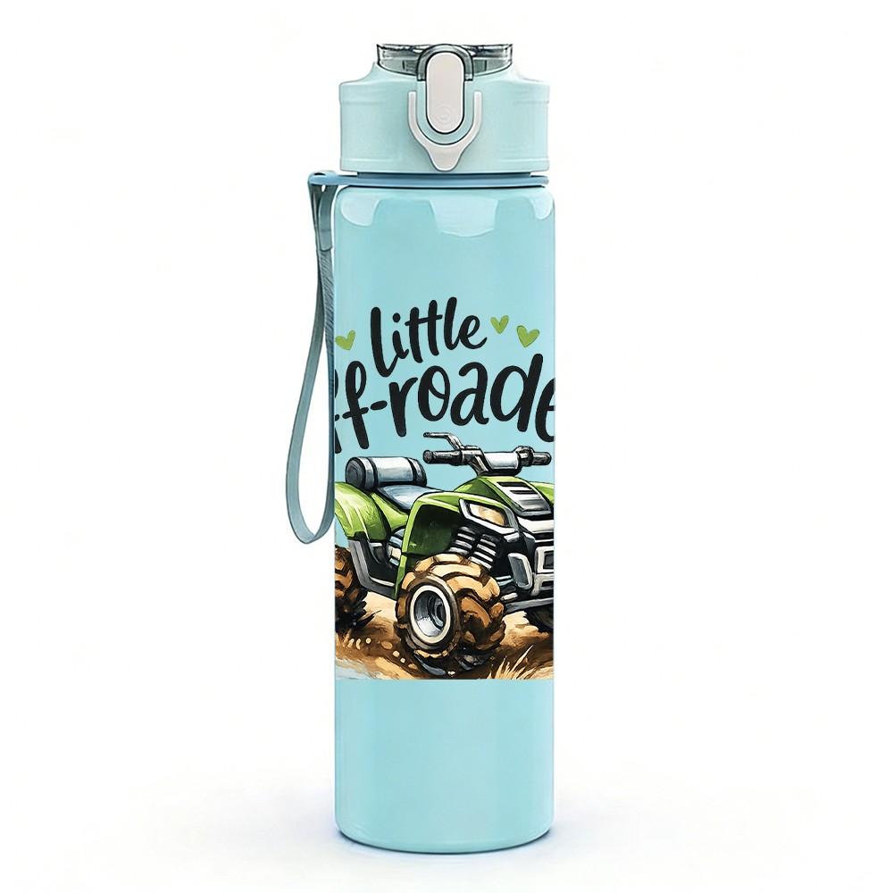 1PC Little Offroader Monster Truck Print 750ml Color Plastic Sports Water Bottle Leakproof Flip Straw Lid Suitable for Sports Office Home Use