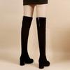 Autumn Faux Suede Women Heels Zipper Elastic Knee High Boots Women Tube Lace-up Thigh Gigh Boots Black Botas Mujer Female