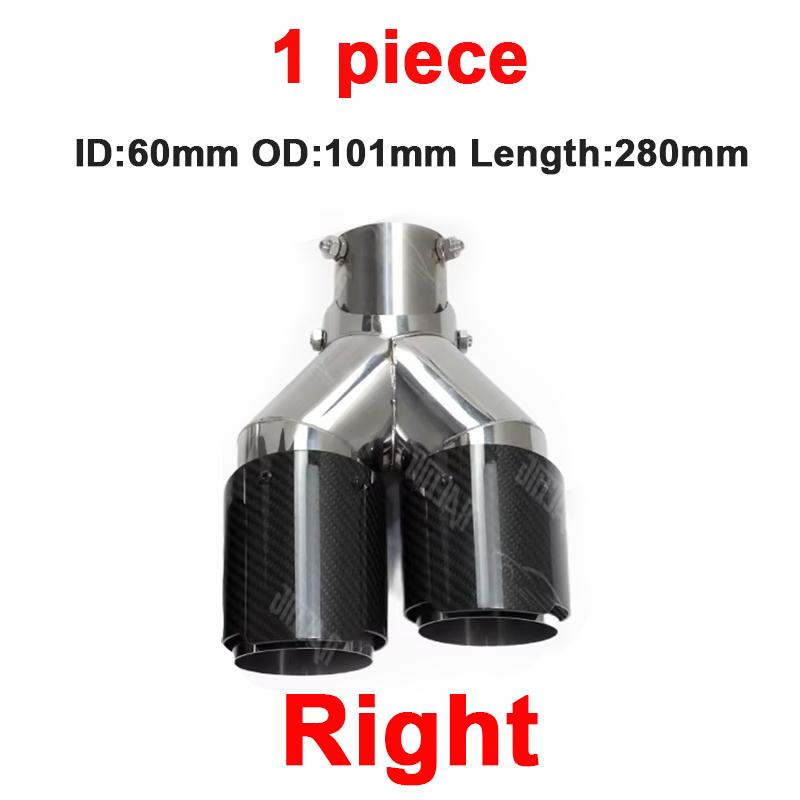 1 Piece ER Car Universal Angle Adjustable Double Outlet Real Carbon Fibre Exhaust Tip Straight Edge Muffler Tip For Modified