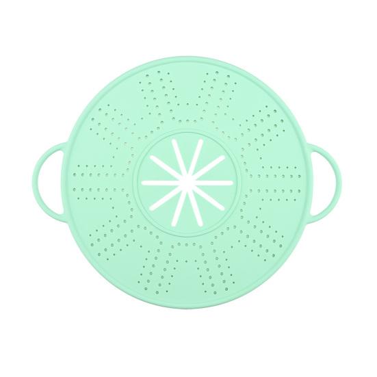 Anti-spill Lid Silicone High Temperature Resistant Reusable Kitchen Cover with Anti-scald Handrails Steam Hole Design