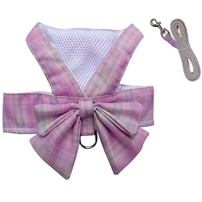 Pet Plaid Skirt Vest Harness & Leash Set for Dogs & Cats