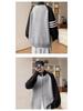 Unisex Lässiger Retro-Cardigan mit V-Ausschnitt, Doppelreißverschluss und drei Streifen
