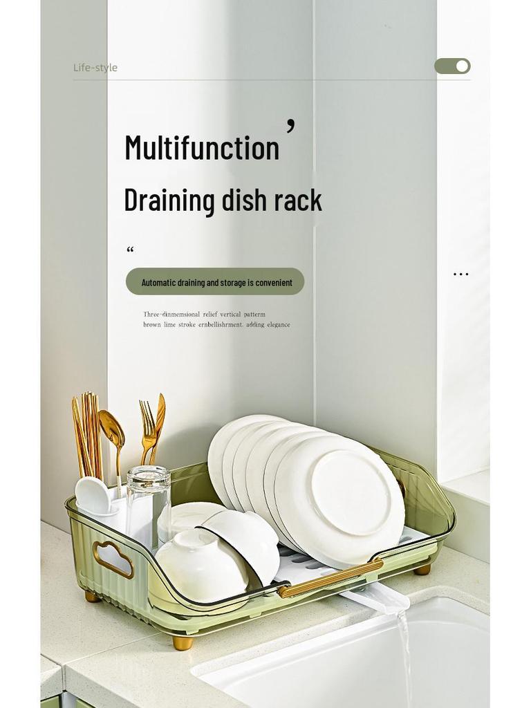 Elegant Kitchen Countertop Dish and Utensil Rack