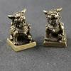 Old Brass Solid Lion Lucky Fortune Seal Desktop Decoration Auspicious Keychain Pendant(1PCS)