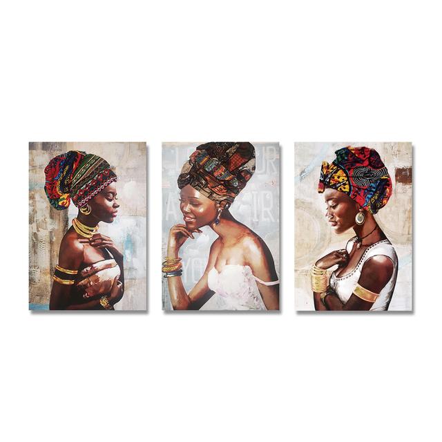 African Black Woman Print Oil Painting On Canvas Abstract Figure Posters Wall Art Pictures for Living Room Home Decor No Frame