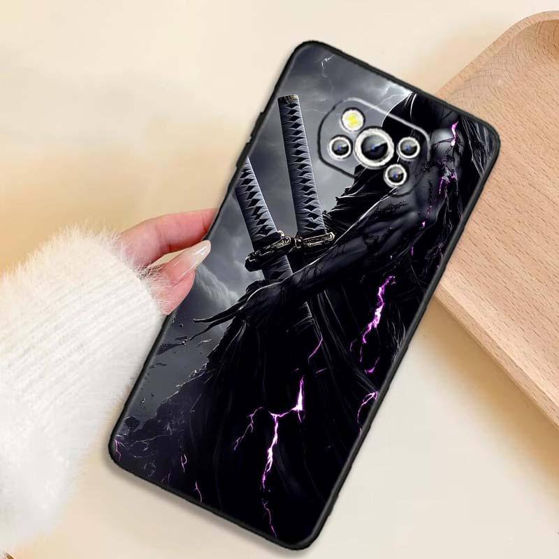 Ancient style swordsman Phone Case For Xiaomi Mi Poco F3 F4 F5 F6 X3 X4 X5 X6 X7 M3 M4 M5 M6 M7 GT Pro 5G Black