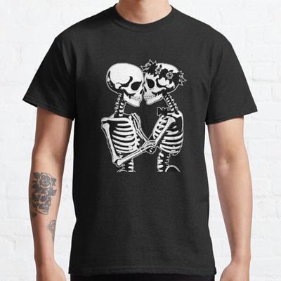 Plus Size S-3XL Romantic Skeleton Printed T-shirt Men's Tops Fashion Clothes Tees