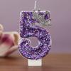 Y Children's Number 7 Birthday Candles Girl's Digital Cake Candles Glitter Princess Crown Decoration Anniversary Party Supplies