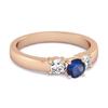 Blauer Saphir Eleganter Drei-Stein-Ring - 925 Sterlingsilber Roségold Vergoldet