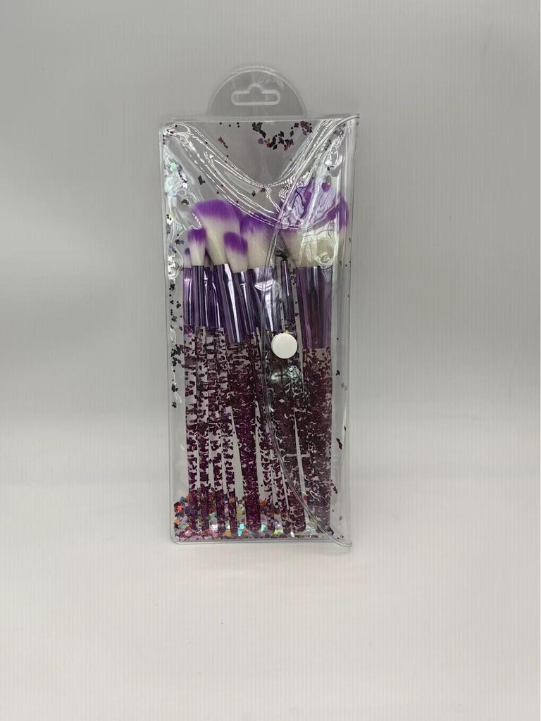 10-teiliges Make-up-Pinselset mit Kristallgriff und Glitzer, Fiberhaar für Gesicht & Auge