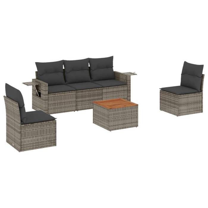 VidaXL Garden Lounge Set with Cushions 6 Pcs, Patio Sofas, Patio Furniture Set, Outdoor Furniture, Grey 3256837
