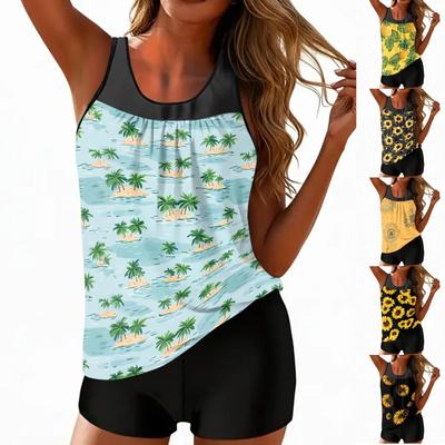 Damen Boho Print geteilter Badeanzug Sport Badeanzug