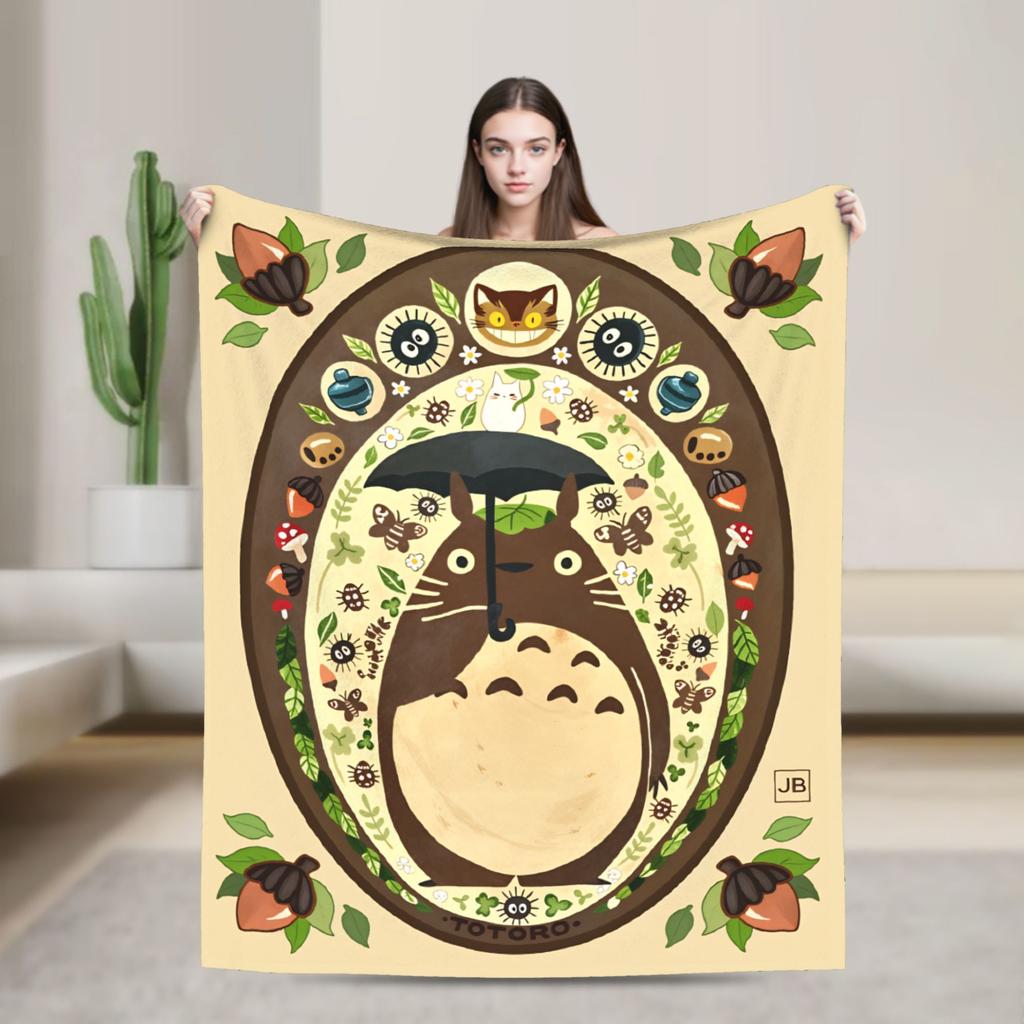 Japanese Blanket T-Totoros Travel Flannel Throw Blanket For Couch Bed Soft Custom DIY Quality Bedspread Gift Idea