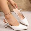 Simple Black Pointed Toe Sandals Women 2026 Summer Slingbacks High Heels Pumps Woman Thin Heeled Ladies Office Shoes