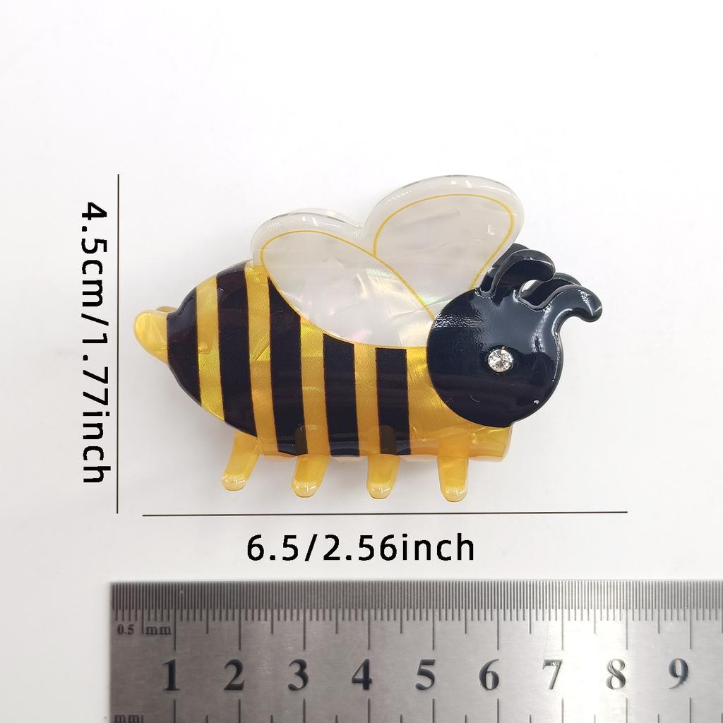 cartoon small cute acrylic back-to-school season Bee, apple and calculator style hairpin, small hair claw