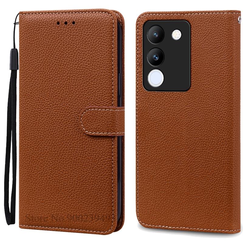 

For Vivo V29e 5G Case Wallet Book Leather Cover For Vivo V29E Case Stand Protective Cover For Vivo V29e 5G Case Coque Fundas For Vivo V29E 5G коричневый