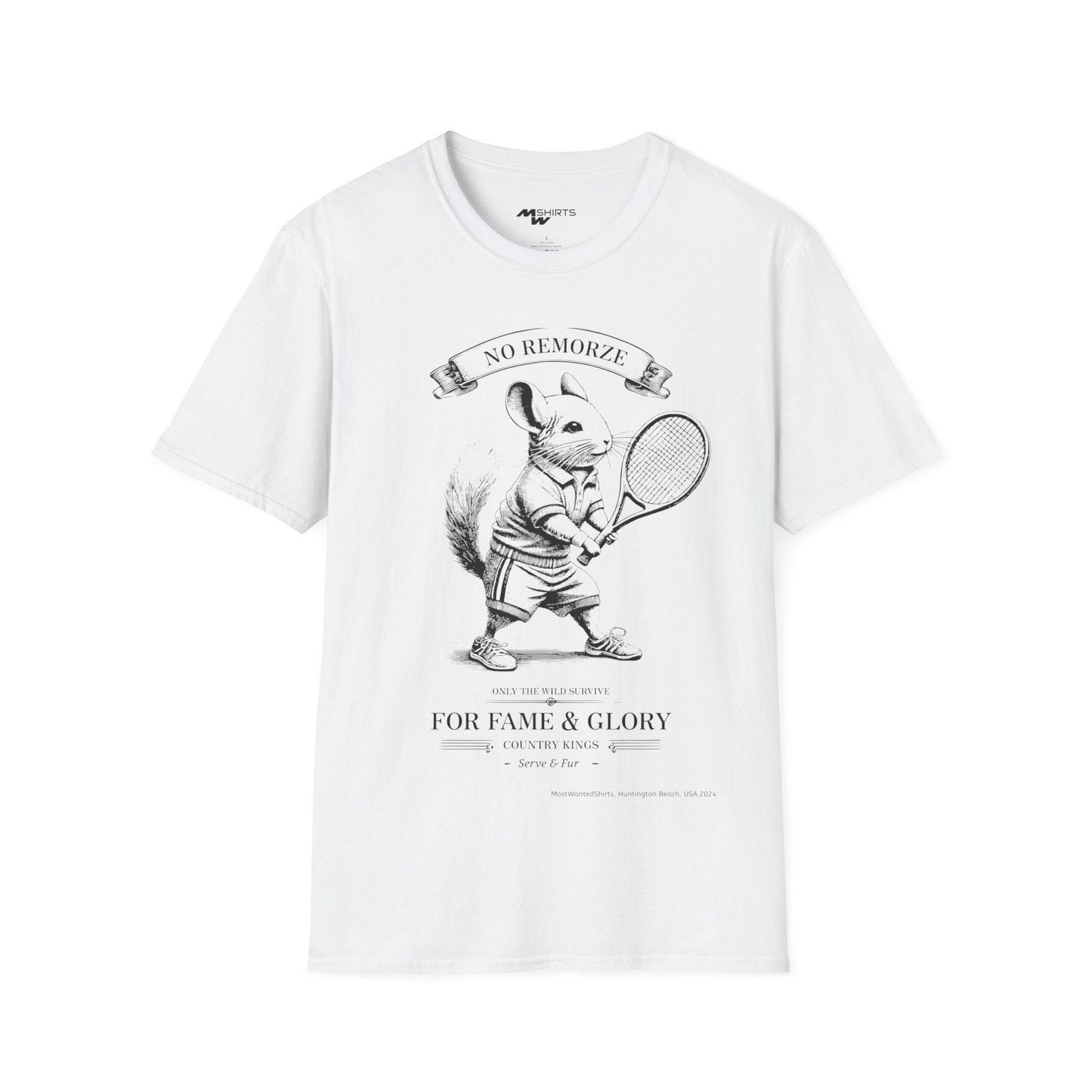 No Remorse Tennis Chinchilla T-Shirt - Stencil Style/ Unisex Softstyle T-Shirt 2XL