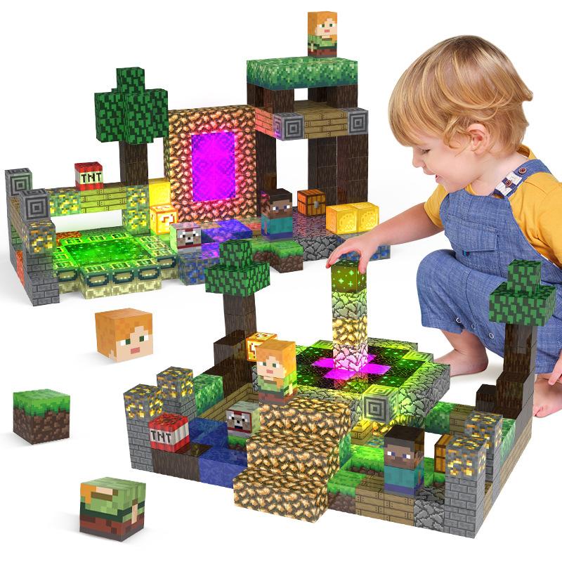 180PCS Magnetic Building Blocks Portal Theme Set, 180PCS Magnet Cubes STEM Educational Toy for Kids