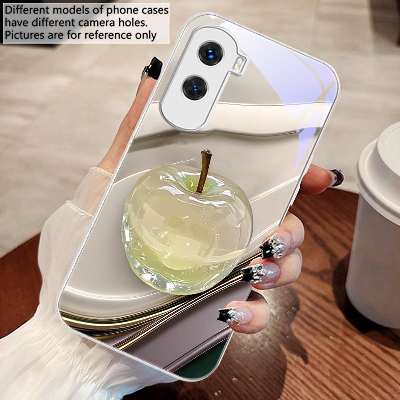 Transparent colored apple For Honor 200 90 8X 9X Pro Lite P50 P40 Nova 10 11i P60 Magic4 6 Mate 20 50 Tempered Glass Phone Case