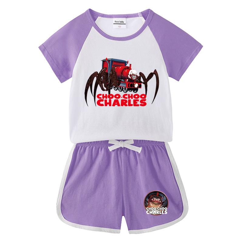 Kids' Summer Color Block Shorts & T-Shirt Set - Boys & Girls Casual Two-Piece Outfit