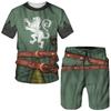 T-shirt con stampa 3D da cavaliere templare estivo per uomo Abbigliamento maschile T-shirt a maniche corte Set Armatura medievale Abiti cosplay della Santa Croce