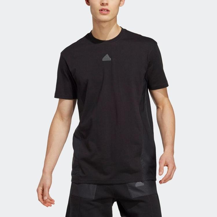 Adidas Solid Color Logo Round Neck Short Sleeve T-Shirt Men Tops Black IC9723