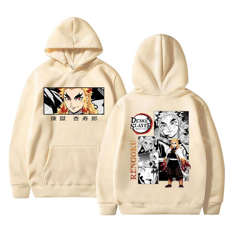 Аниме Demon Slayer Rengoku Kyoujurou двусторонняя толстовка с принтом пальто унисекс — фото 4