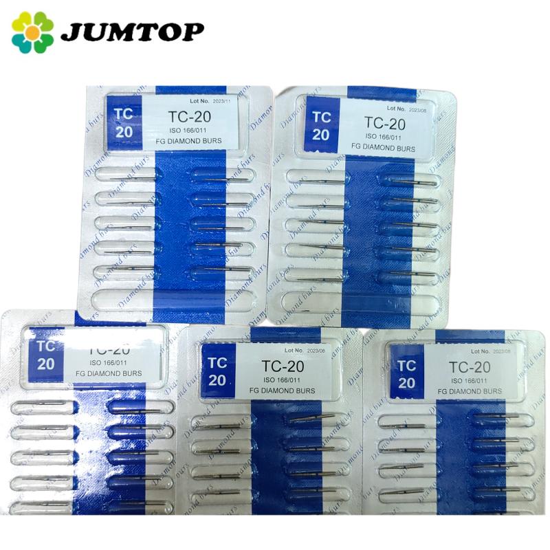 50pcs Dental High Speed Burs High Speed Handpiece Turbine Diamond Burs Diamond Polishing Tooth Preparation Dentist Material