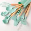 12pcs, Silicone Utensil Set, Khaki Kitchen Utensil Set With Wooden Handle, Safety Cooking Utensils Set, Non-Stick Kitchen Tools
